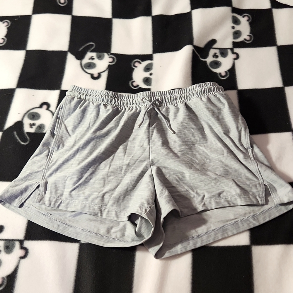 Shorts. Gray shorts.